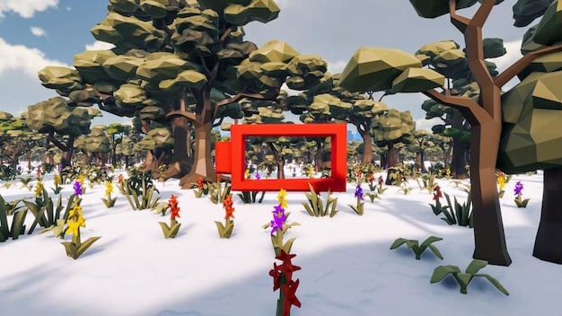 A screenshot of a video game with stunning graphics and detailed environments. The image should showcase the game's art style, lighting, and overall visual quality, possibly featuring a character exploring a vast and immersive world.