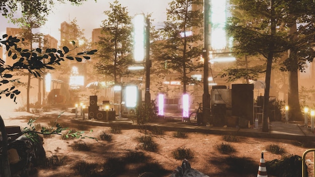 A screenshot from a visually stunning but ultimately boring open-world game. The city is incredibly detailed and realistic, but the player character is standing still with nothing to do, looking lost and unengaged. Pop-up notifications display repetitive and uninspired side quests.
