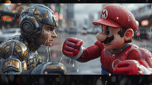 A close-up screenshot of a Super Smash Bros. Ultimate character facing off against a Master Hand in Classic Mode, with the character's health bar visible.
