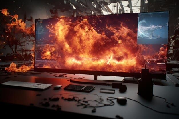 A close-up shot of a 240Hz gaming monitor displaying a fast-paced action scene from a popular video game. The image highlights the clarity and smoothness of the visuals, demonstrating the reduced motion blur and enhanced responsiveness of the display. Side-by-side comparison with a blurred image simulates the difference between 60Hz and 240Hz refresh rates for visual understanding.
