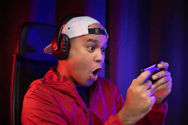 A gamer wearing high-end gaming headphones, immersed in a video game with vibrant visuals and detailed audio.